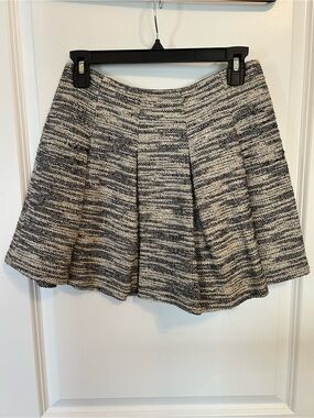 Alice + Olivia Black & White A-Line Textured Pleated Skirt